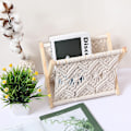 Miniatyrbild 3 av 5: Bohemisk Macrame Tidskriftsställ, Handvävd Bok Dagbok Organizer, Handduksförvaring