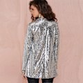 Miniatyrbillede 2 af 3: Dame Sequin Jakke Åben Front Blazer Casual Langærmet Cardigan Frakke L