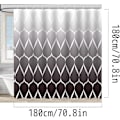 Miniatyrbillede 4 af 4: Bruseforhæng 180 x 180 cm, Vandtæt og Mugbestandig Polyester, Bølgemønster, Sort og Hvid med Gradientfarver