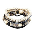 Miniatyrbillede 1 af 2: 1 sæt Boho Bohemian Mix Style Multilayer Elastiske Perlearmbånd til Banketfest Sort