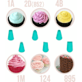 Miniatyrbilde 4 av 5: Sett med 6 store profesjonelle konditorsprøytetupper for dekorering av kaker og cupcakes