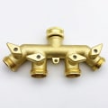 Miniatyrbilde 1 av 5: Slangefordeler (4-veis), messing hageslange adapter fireveis splitter adapter kuleventil kran kobling