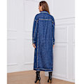 Miniatyrbild 5 av 5: Kvinnors mode vår knapp ner midi lång denim jean jacka trenchcoat