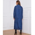 Miniatyrbillede 5 af 5: Kvinde Mode Forår Knap Ned Midi Lang Denim Jean Jakke Trenchcoat