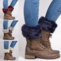 Miniatyrbild 3 av 5: Kvinnors höst vinter mode lurvig ribbade boot cuffs boot toppers benvärmare
