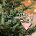 Miniatyrbilde 3 av 5: Julepynt i tre, 4 mønstre, trepynt i tre, julepynt i tre med eske for DIY juledekorasjon