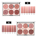 Miniatyrbillede 3 af 5: 6 farver ansigtsblush-palette, let luksus blush-palette mat blush-pudder