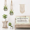 Miniatyrbild 5 av 5: 2 st Macrame Blomkrukehållare Inomhus Hängande Blomkrukor Macrame Bomullsrep Hållare Dekoration med 4 Krokar