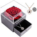 Miniatyrbild 2 av 5: Bevarad äkta ros med Love You-halsband i 100 språk presentset