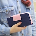 Miniatyrbillede 3 af 5: Dame Zipper Faux Læder Kort Telefonholder Clutch Pung Lang Pung Hånd