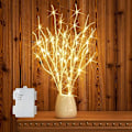 Miniatyrbillede 1 af 5: Lystede birkegrene 80 cm 100 hvide pile LED batteridrevet med timer