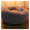 Pikkukuva 3 / 5: Kennel Pyöreä Kennel Pitkäkarvainen Kennel Syvä Nukkumiskennel Talvi Kissa Koira Kennel Universaali Kennel Pehmo Kennel Tummanharmaa Koko XS Halkaisija 40cm