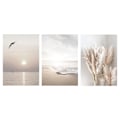 Miniatyrbild 1 av 4: Set med 3 snygga väggkonstposters för vardagsrum - Solnedgång - Strand - Oinramad