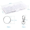 Miniatyrbilde 5 av 5: 100 stk Karabinkrok Nøkkelring (50 Svingbare Karabinkrok + 50 Nøkkelring), Nøkkelring Klips, Hummerlås for DIY Smykkeproduksjon