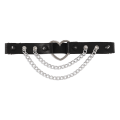Pikkukuva 2 / 5: PU-nahkaa simuloitu goottilainen punk-hopea sydän choker-jalka rengas