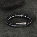Miniatyrbild 5 av 5: Barn armband i äkta läder för pojkar. Kedja i titansilver med