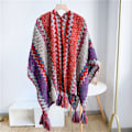 Miniatyrbillede 2 af 5: Etnisk stil kappe pullover sweater frakke med kvast til dame