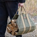 Miniatyrbillede 3 af 5: Robust Vovset Brændestabærer i Vovset Lærred med Forstærkede Remme Grøn