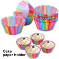 Miniatyrbillede 3 af 5: Cupcake Cases, Kagepapir Kop Rainbow Bagekopper Til Ovn Bryllupsfest Bi