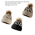 Miniatyrbillede 4 af 4: Dame Leopard-print Pompon Strikkede Huer Varm Uld Hat Vinter Slouchy Beanie