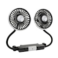 Miniatyrbilde 1 av 5: Dobbelthodet USB-bilvifte for baksetet 360 graders roterende med USB-LED