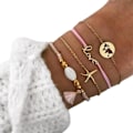 Miniatyrbillede 1 af 5: 5 stk. armbånd til kvinder, hule lotus-smykker, justerbare, lyse glans