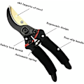Miniatyrbild 2 av 5: Trädgård Beskärning Sax, Anvil Pruner, Blom Sax Bypass Cutter Torr och Grön Trä 21CM Svart