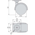 Miniatyrbilde 4 av 4: Sett med 4 møbelhjul 40 mm - Transporthjul med brems opptil 100 kg