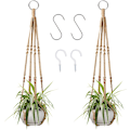 Miniatyrbild 1 av 5: 2 st Macrame Blomkrukehållare Inomhus Hängande Blomkrukor Macrame Bomullsrep Hållare Dekoration med 4 Krokar