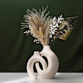 Miniatyrbillede 5 af 5: Keramisk vase, design vase, hvid blomster vase, moderne bordplade vase dekoration