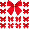 Miniatyrbilde 1 av 4: 12 Stykker Juletre Sløyfe, Juletre Sløyfe, Juletre Pynt, Juletre Sløyfe Ornamenter for Hjemmedekorasjon (Rød, 5,5 * 5 cm)