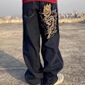 Miniatyrbillede 2 af 5: Amerikanske retro street loose broderede lige ben jeans kvinder 2022 nye c