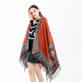 Miniatyrbilde 2 av 5: Dame Vinter Trykt Åpen Front Poncho Cape Rutete Sjal