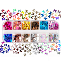 Miniatyrbild 1 av 5: Fjärilsglitter för nagelkonst 3D glittrande laserfjäril nagelpaljetter, flingor glitter för akryl nagelkonst design smink DIY dekorationssats