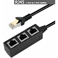 Miniatyrbilde 1 av 5: RJ45 LAN Ethernet 1 til 3 port splitterkabelnettverk med Cat5, Cat5e, Cat6