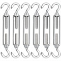 Miniatyrbillede 1 af 5: M5 Rustfrit Stål Kabel Spændebøjle, 6 Pak Wire Rope Spændingsjustering Krog & Krog Justerbar Heavy Duty Spændingskrog & Krog til Tøjline, Wire