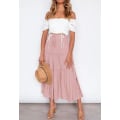 Miniatyrbillede 2 af 5: Kvinders Boho Elastisk Højtaljet A-Linje Ruffle Swing Strand Maxi Nederdel med Lommer XL