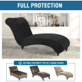 Miniatyrbild 5 av 5: Chaise Lounge-överdrag i sammet, stretchigt överdrag för fåtölj, lyxigt överdrag för vardagsrum, mjukt möbelskydd för hund, maskintvättbart, svart