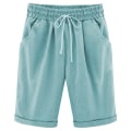 Miniatyrbillede 1 af 5: Kvinde Sommer Shorts Snørebånd Elastisk Linning Løs Bukser,XL,LYSEBLÅ
