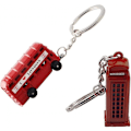 Miniatyrbilde 2 av 5: 4 stk Nøkkelring Dobbeltdekkerbuss Telefonboks Design Souvenir Nøkkelring Reiseminner