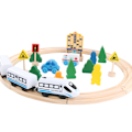 Miniatyrbillede 1 af 3: Trælegetøj, togsæt 26 dele