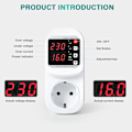 Miniatyrbillede 2 af 5: Stikkontakt med automatisk spændings- og strømsikring, justerbar over-/underspænding og strømbegrænsning, voltmeter AC220V 16A (EU-standard dobbelt stik)