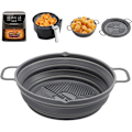 Miniatyrbild 1 av 5: Silikonform Air Fryer Tillbehör, Återanvändbar Air Fryer Form Vikbar Airfryer Korg Multifunktionell Rätt Foder för Air Fryer, Mikrovågsugn, Ugn