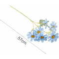Miniatyrbilde 3 av 5: Håndlaget kunstig blomsterbukett, 6 hoder krysantemum for innendørs og utendørs, hjem, hage, kontor, bord, veranda, fest, bryllup (blå)