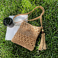 Miniatyrbild 2 av 4: Kvinnors halmväska, kvinnors lilla halmtygs axelväska, strandhalmväska, virkad crossbody-väska, korgväska liten sommarväska raffiaeffekt väska wit