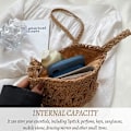 Miniatyrbild 4 av 4: Kvinnors halmväska, kvinnors lilla halmtygs axelväska, strandhalmväska, virkad crossbody-väska, korgväska liten sommarväska raffiaeffekt väska wit
