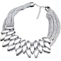 Miniatyrbillede 1 af 3: Multi-lags flettet legering blad vedhæng halskæde - Dainty Statement Choker f