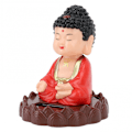 Miniatyrbild 1 av 5: Nickande Buddha Staty Solcellsdriven Figurin för Lycka Välstånd Gåva Energibesparande Röd
