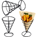 Miniatyrbillede 1 af 5: Fransk Fritter Display Stativ, Sort 3 Dele Robust Konisk Fritter Kegleholder til Familier Restauranter Cafeer Barer Snackbarer Bryllupper Fester