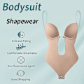 Miniatyrbillede 2 af 4: Kvindes Stram Bodysuit Dyb V Rygfri Mave Korset Usynlige Stropper BH Bodysuit Aftenkjole Shapewear - 1 stk